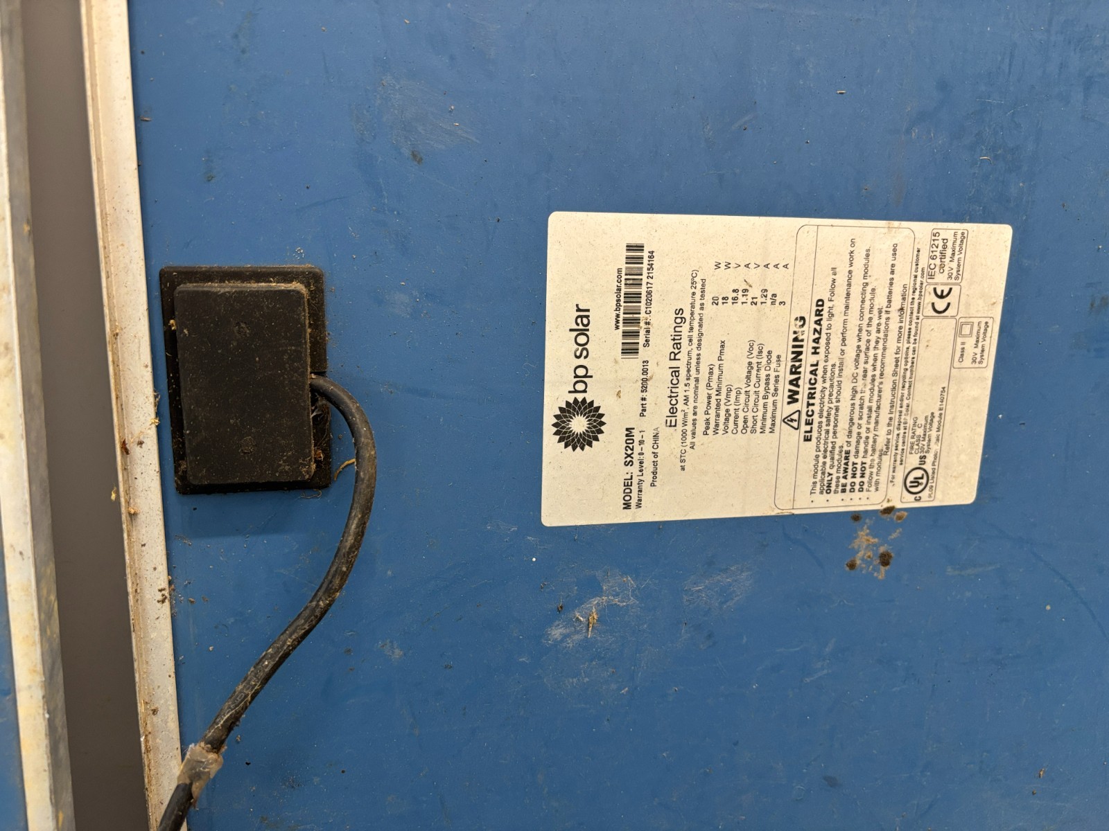 Lot of 2- BP Solar 20 Watt Solar Panel SX20M. Part #5200.0013.