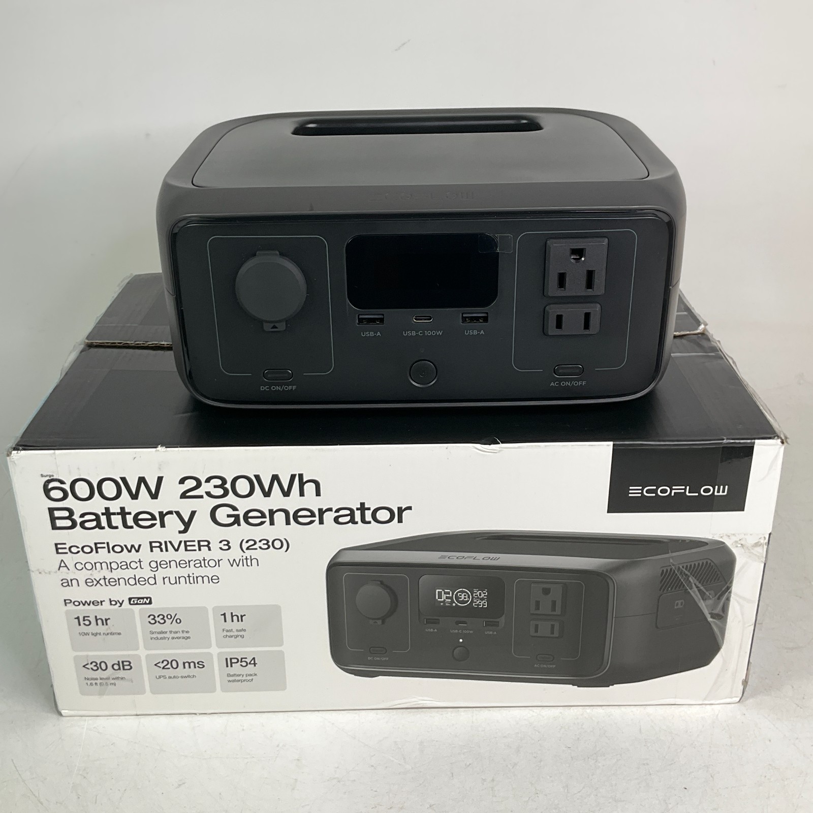 EcoFlow River 3 Portable Power Station 600W 230Wh Battery Generator EF-RV-H01-1
