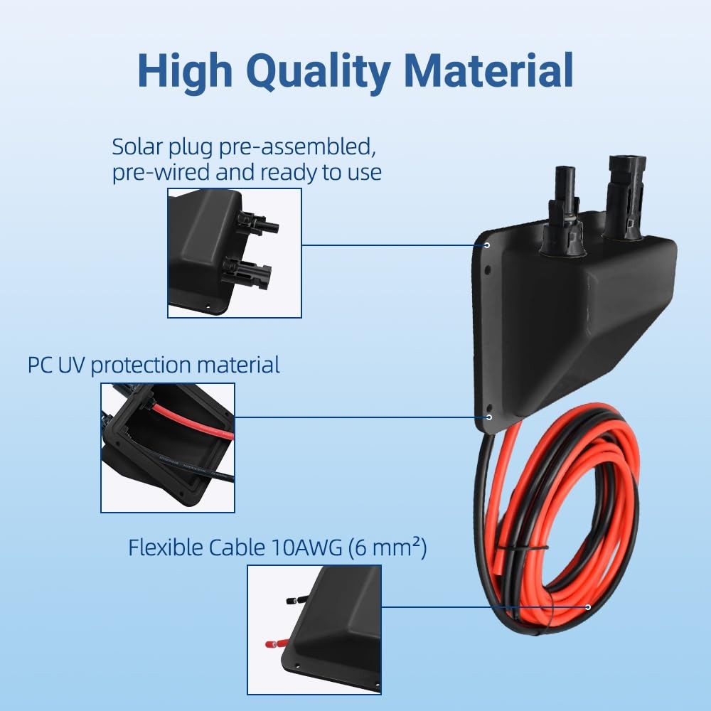 Solar Cable Entry Gland, Dual Cable Entry Housing with 1m 6mm² Solar Extensio…
