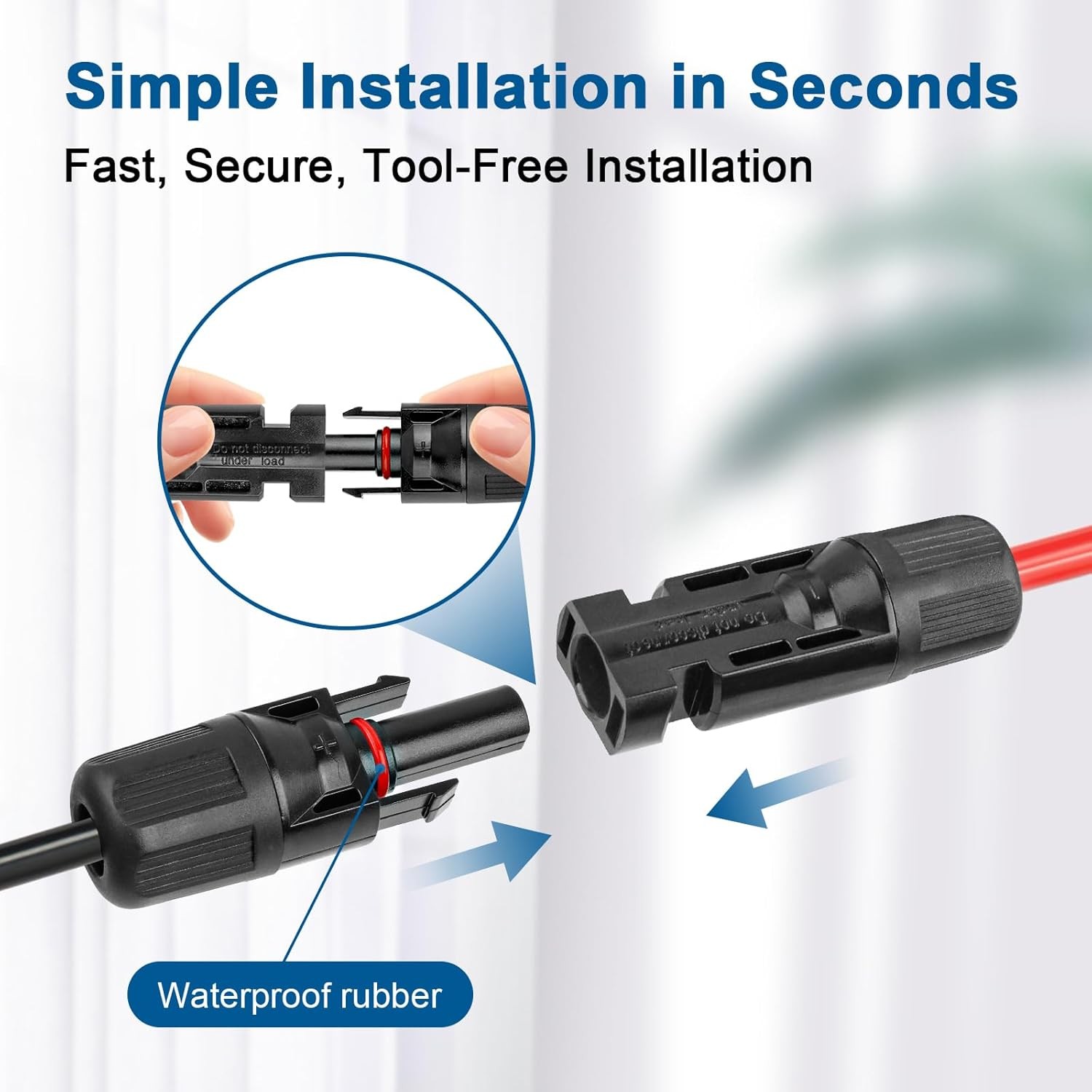 10AWG Solar Extension Cable 20FT – 2 Pack Red & Black PV Wire with Solar Conne