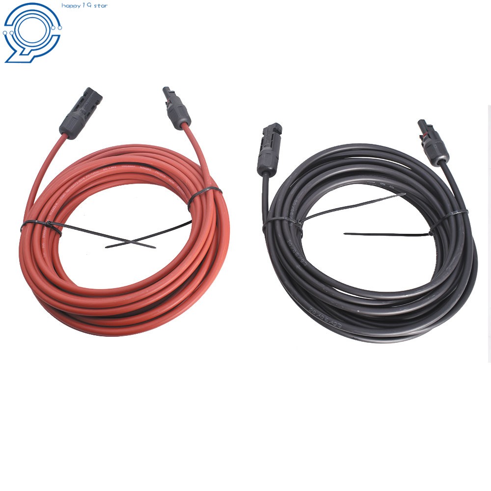 Black + Red Wire Connector 10AWG Solar Panel Extension Cable 30 Feet 1 Pair