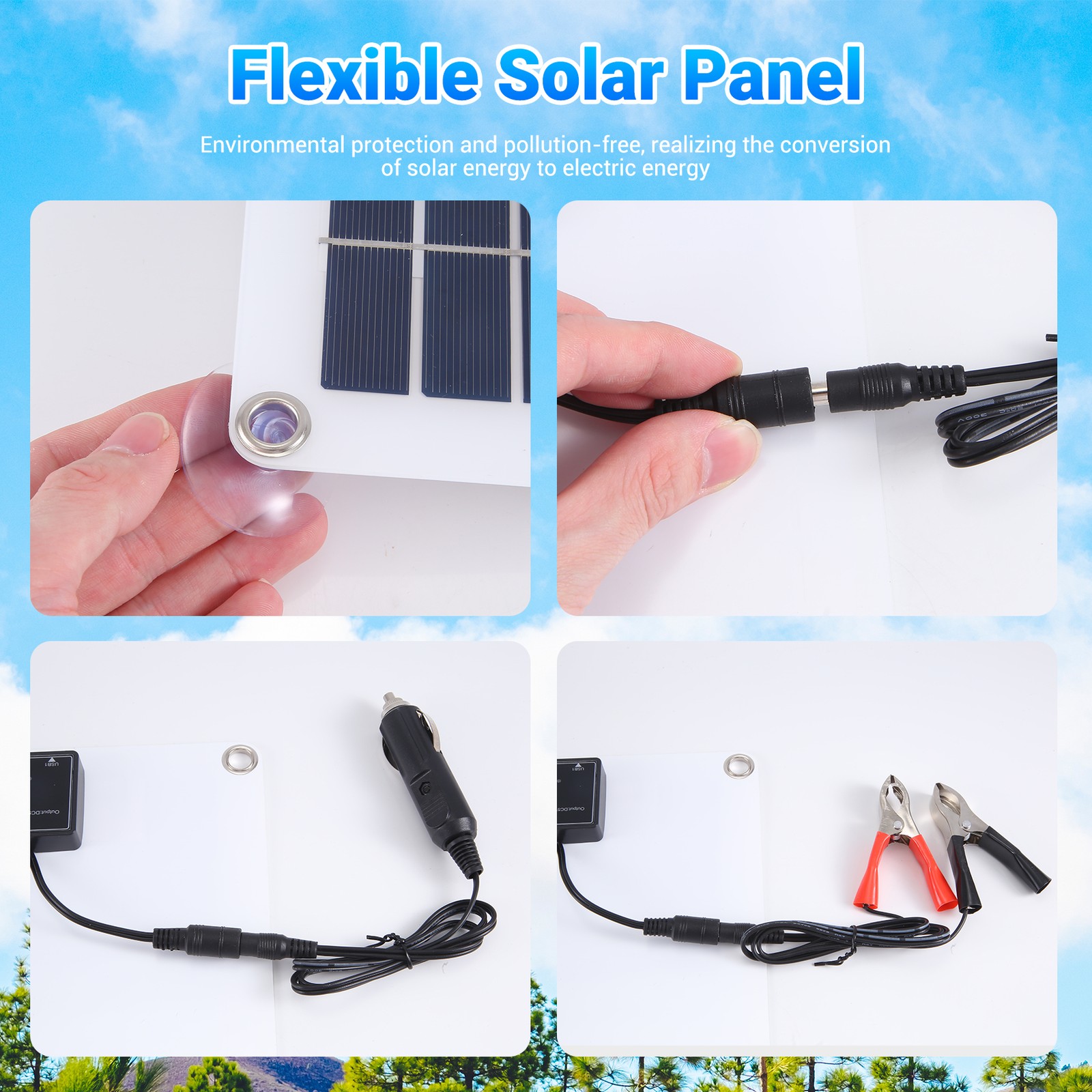 15W Solar Panel 12-18V Solar Cell Solar Panel for Phone RV Car MP3 PAD 5876