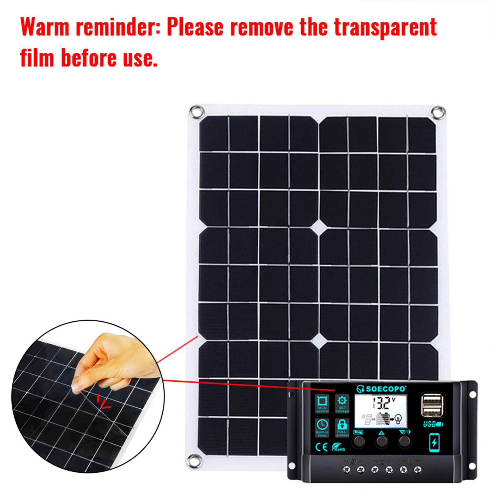 1000W Solar Panels – 2 x 500W Lightweight PV Panels + Y-Cable for Outdoor