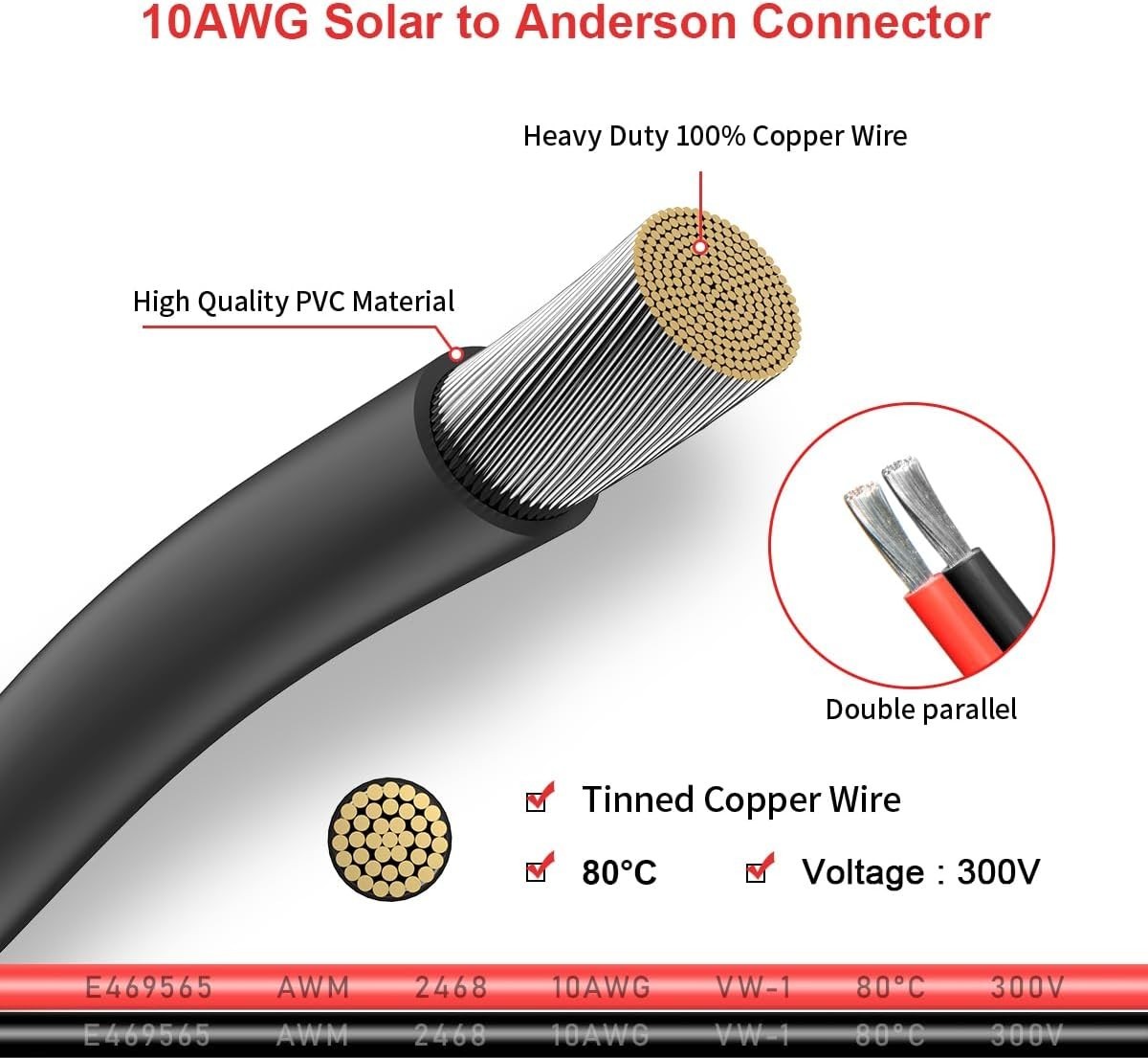 ELFCULB 10AWG Solar Connector to Quick Connect Cable for Anderson Powerpole