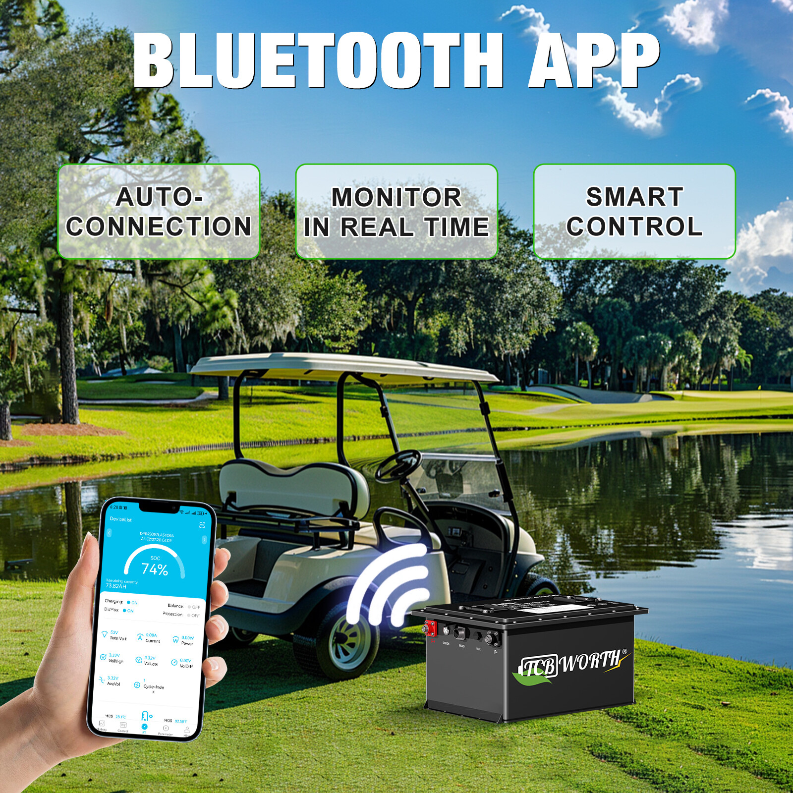 LiFePO4 48V 105Ah Lithium Battery Golf Cart 200A BMS 10.24Kw 15000+ Cycle 10Year