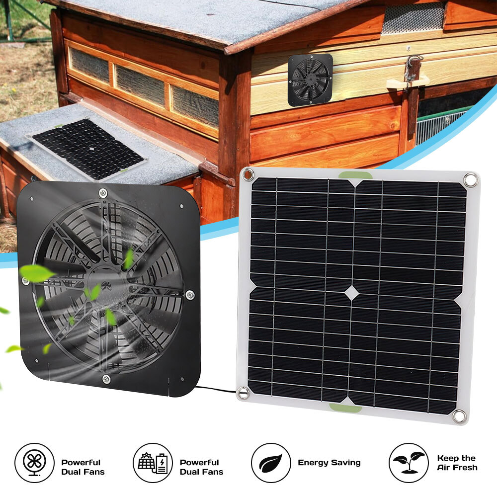 Solar Powered Fan Kit 13.5 Inch IP67 Waterproof, 20W Solar Panel DC Exhaust Fan