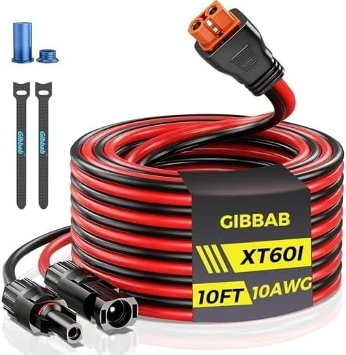 10AWG 10FT Solar to XT60i Cable, Gibbab 3 10 25FT Solar Panel Connector to XT60i
