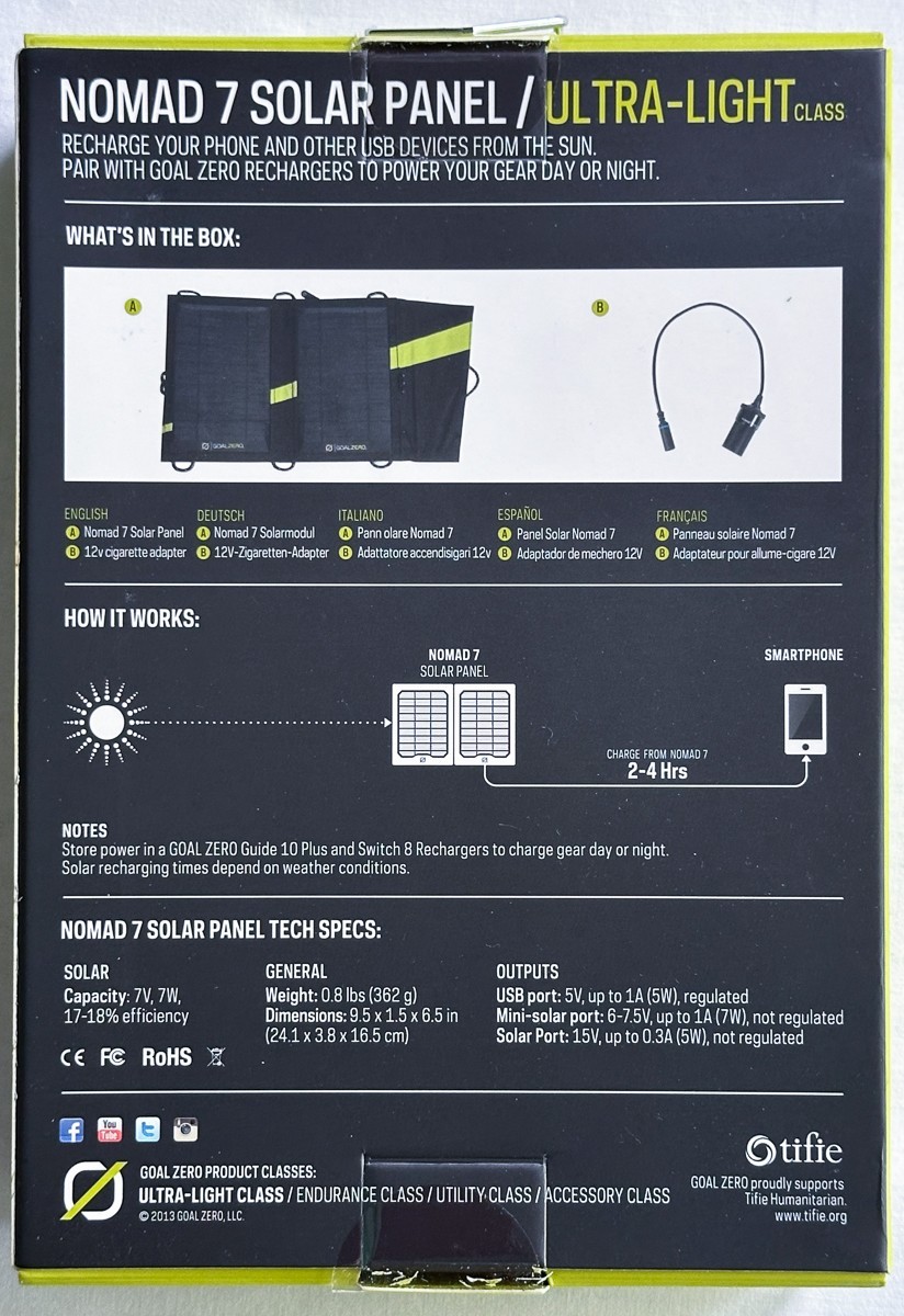 Goal Zero Nomad 7 Solar Panel Ultra-Light class