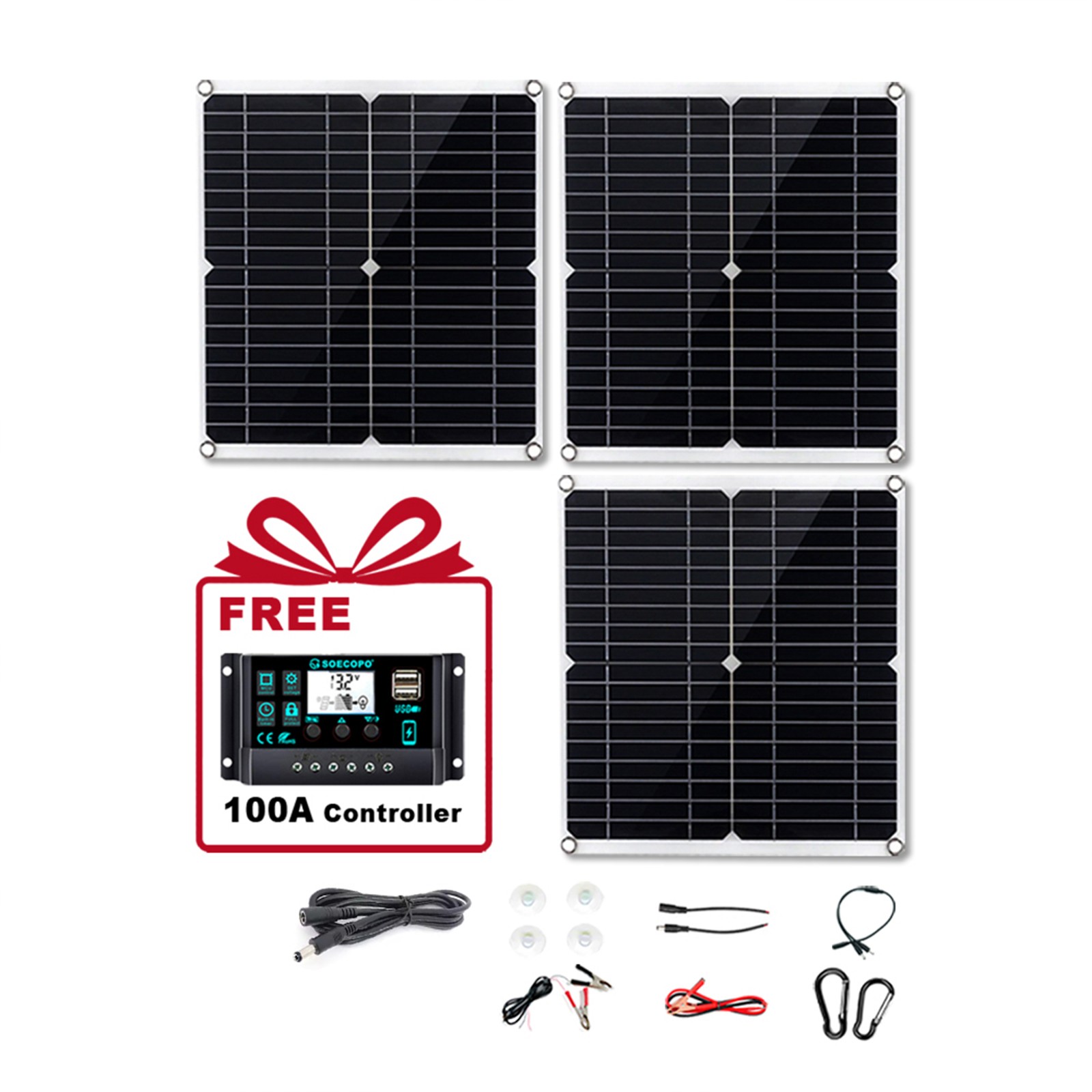 900W Solar Charging Kit with Y-Cable + 2 x 300W Panels + 2M Emergency Power7a