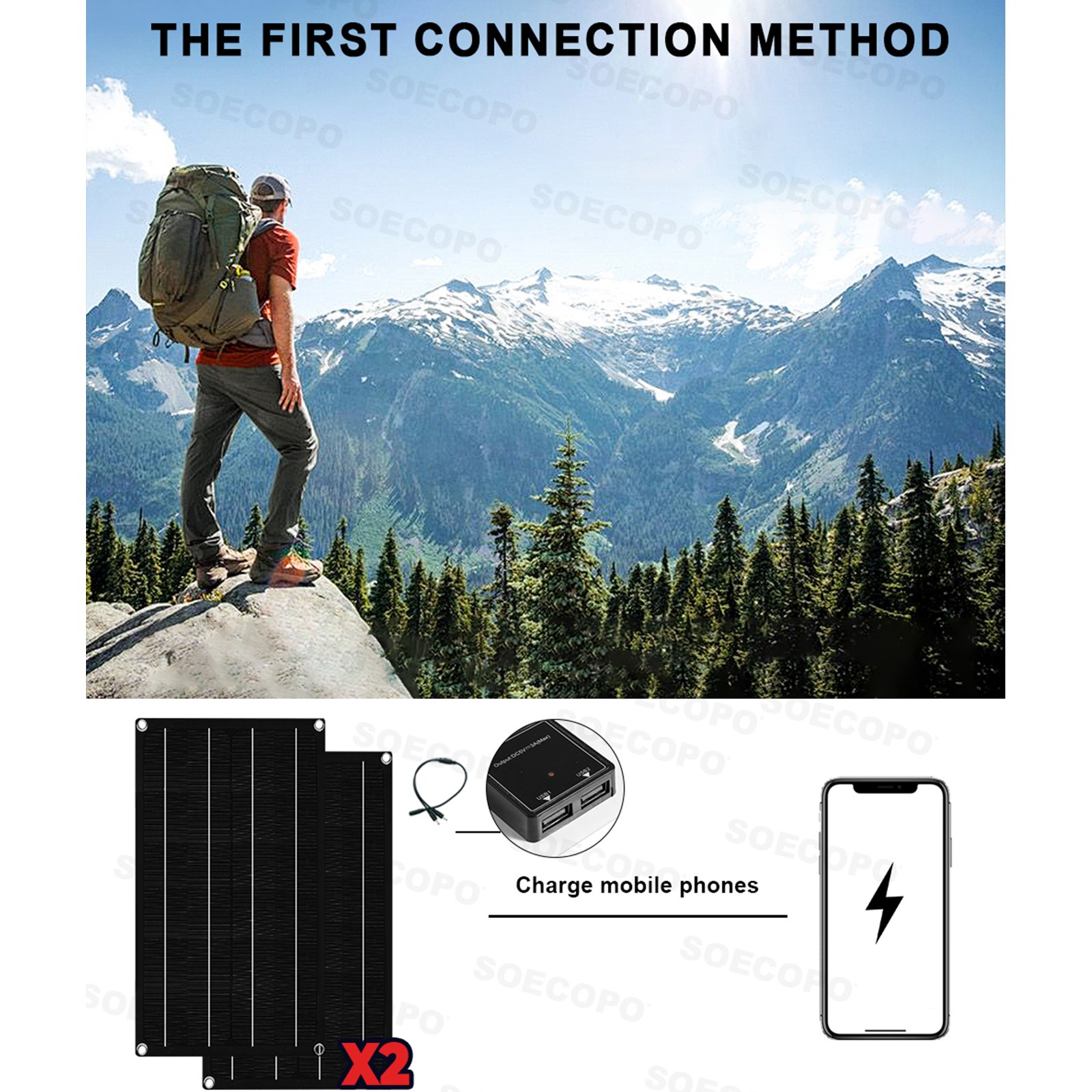 7000W Solar Kit | Sine Wave Inverter+2High-Conversion Solar Panels+100A Charger