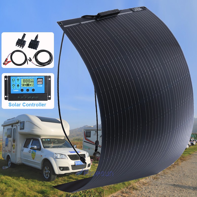 Flexible Solar Panel Mono 200W 400W 12V Bendable Camping Home RV Battery Charge