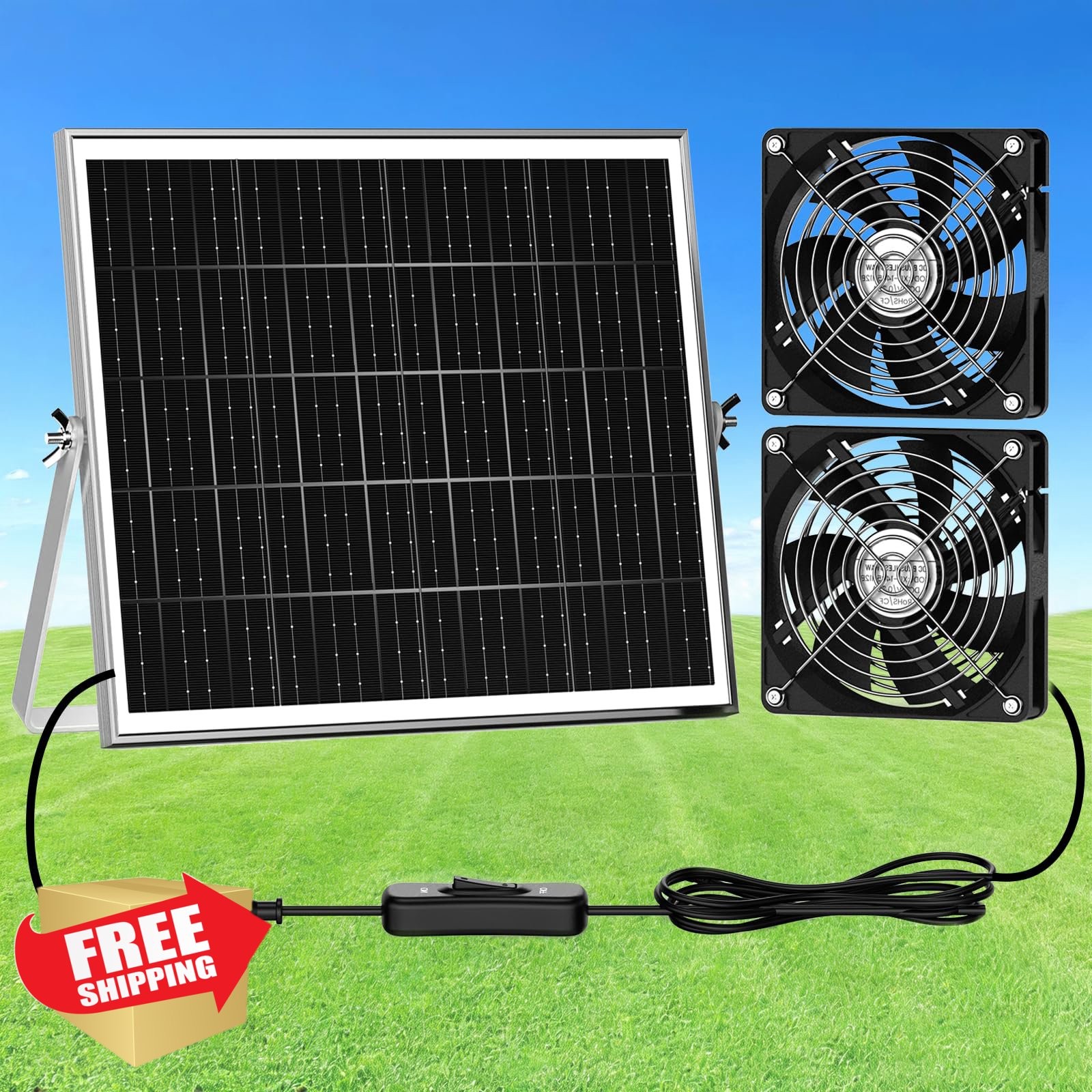 ZIZIWIN Solar Chicken Coop Fan 5.5″ 20W Kit