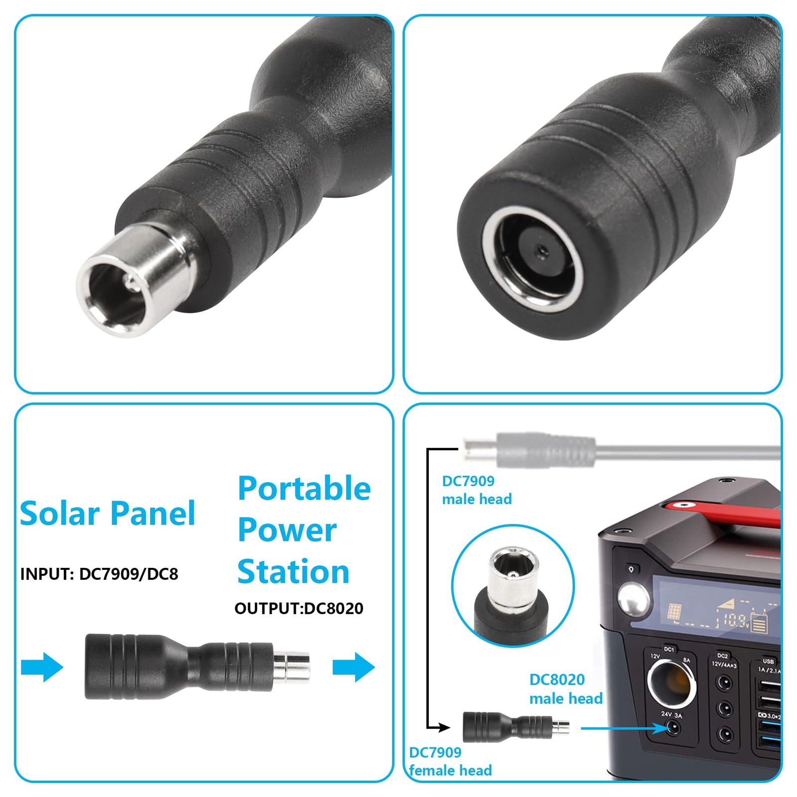 DC7909 to DC8020 Adapter, DC7909 Female to DC8020 Male Connector Adapter,for …