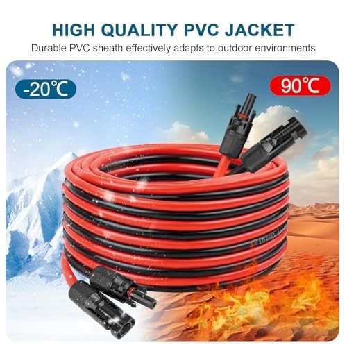 30FT 10 AWG Solar Extension Cable, Flexible Tinned Copper Wire for RV, Boat, Out