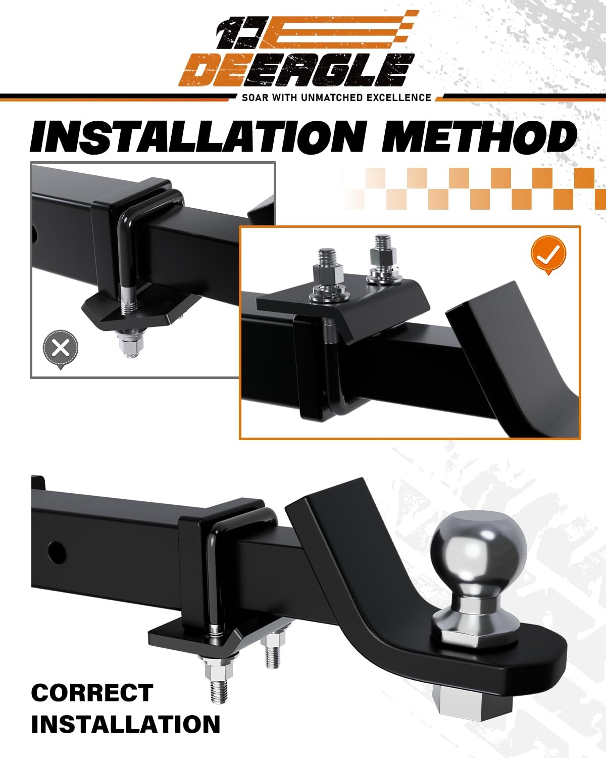DEEAGLE Hitch Tightener Anti Rattle Stabilizer for 1.25″ to 2″ 2 inch, Black
