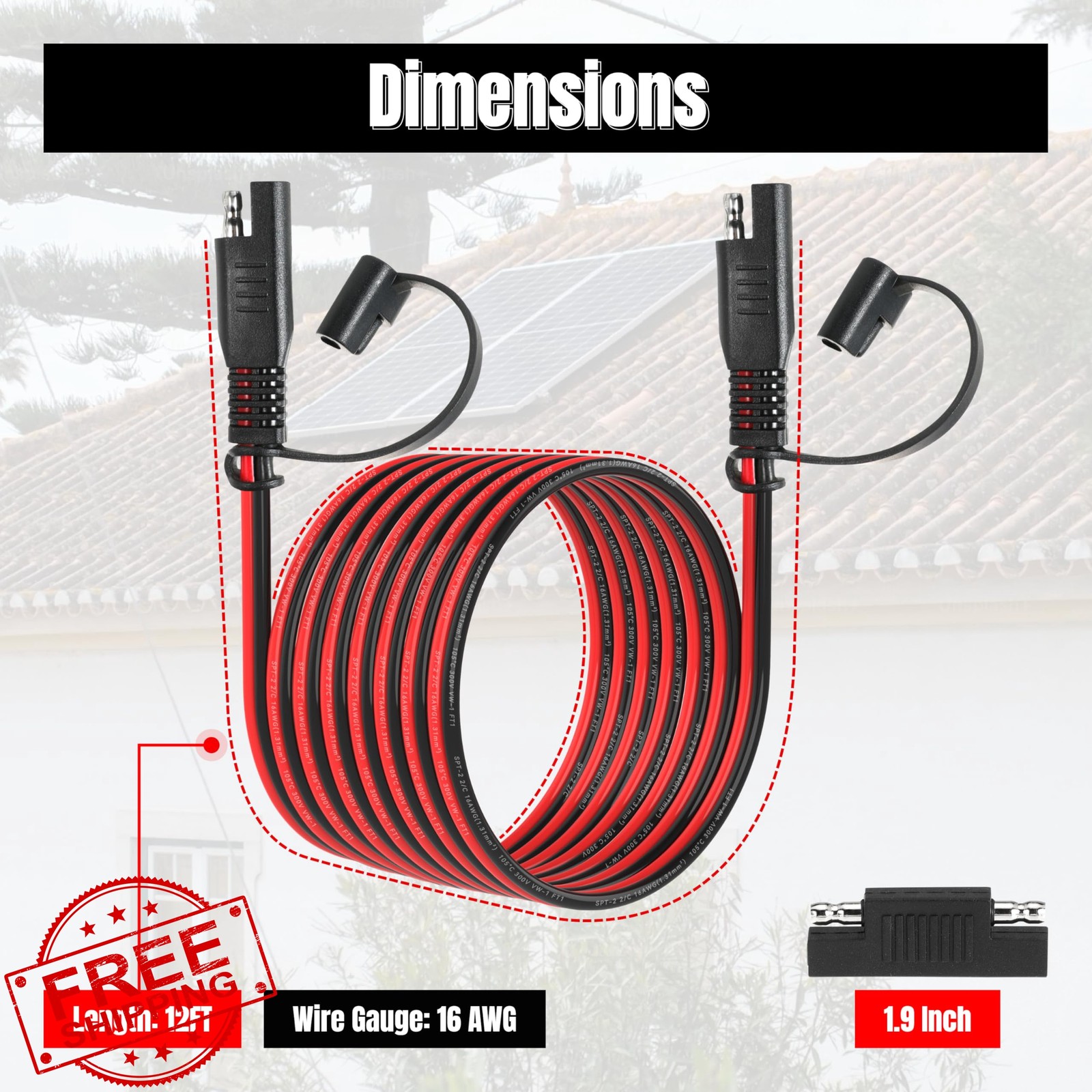 unrulysoul 12FT 16AWG SAE Extension Cable