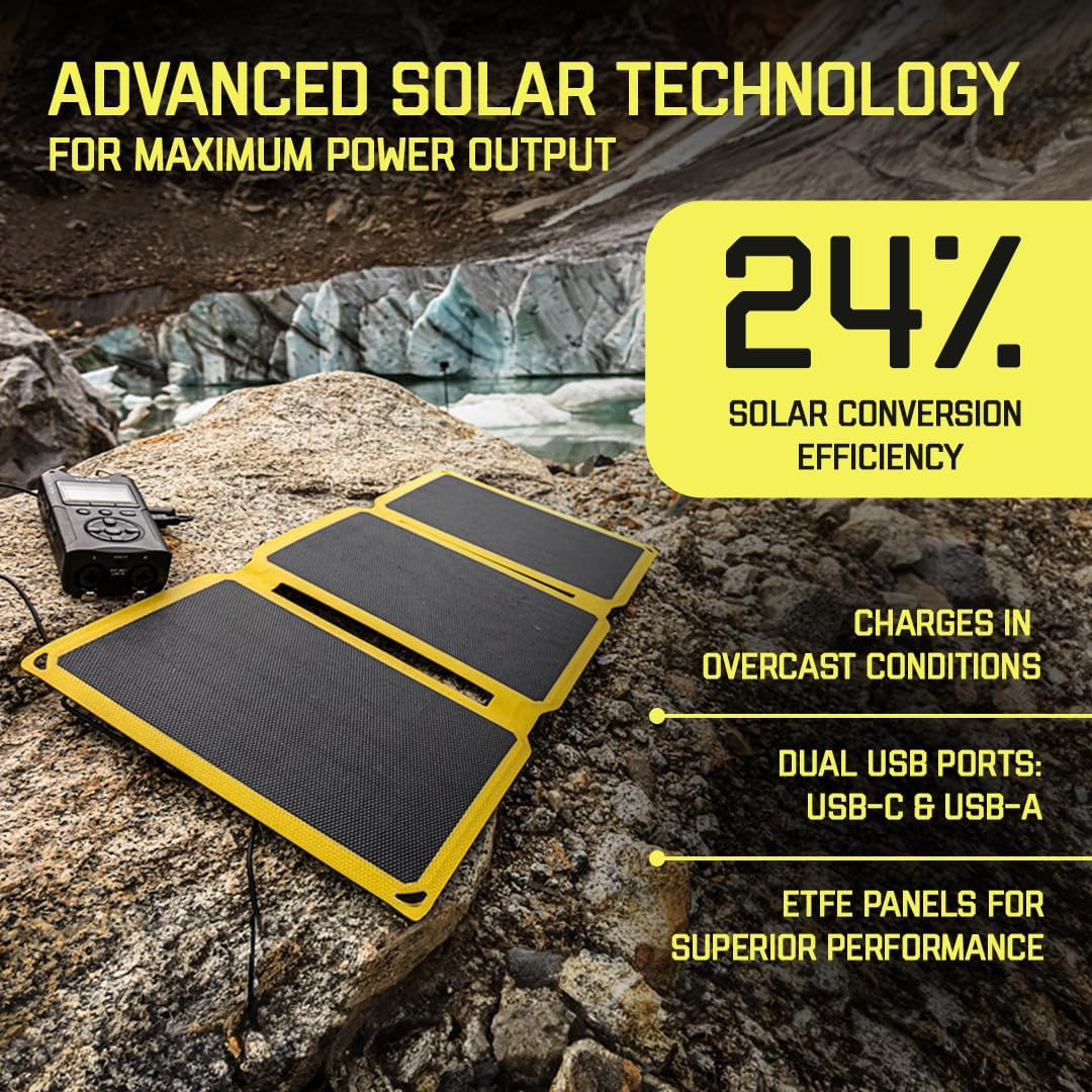 – 15 Watt Foldable Solar Panel, ETFE Monocrystalline Portable Solar Panel with U