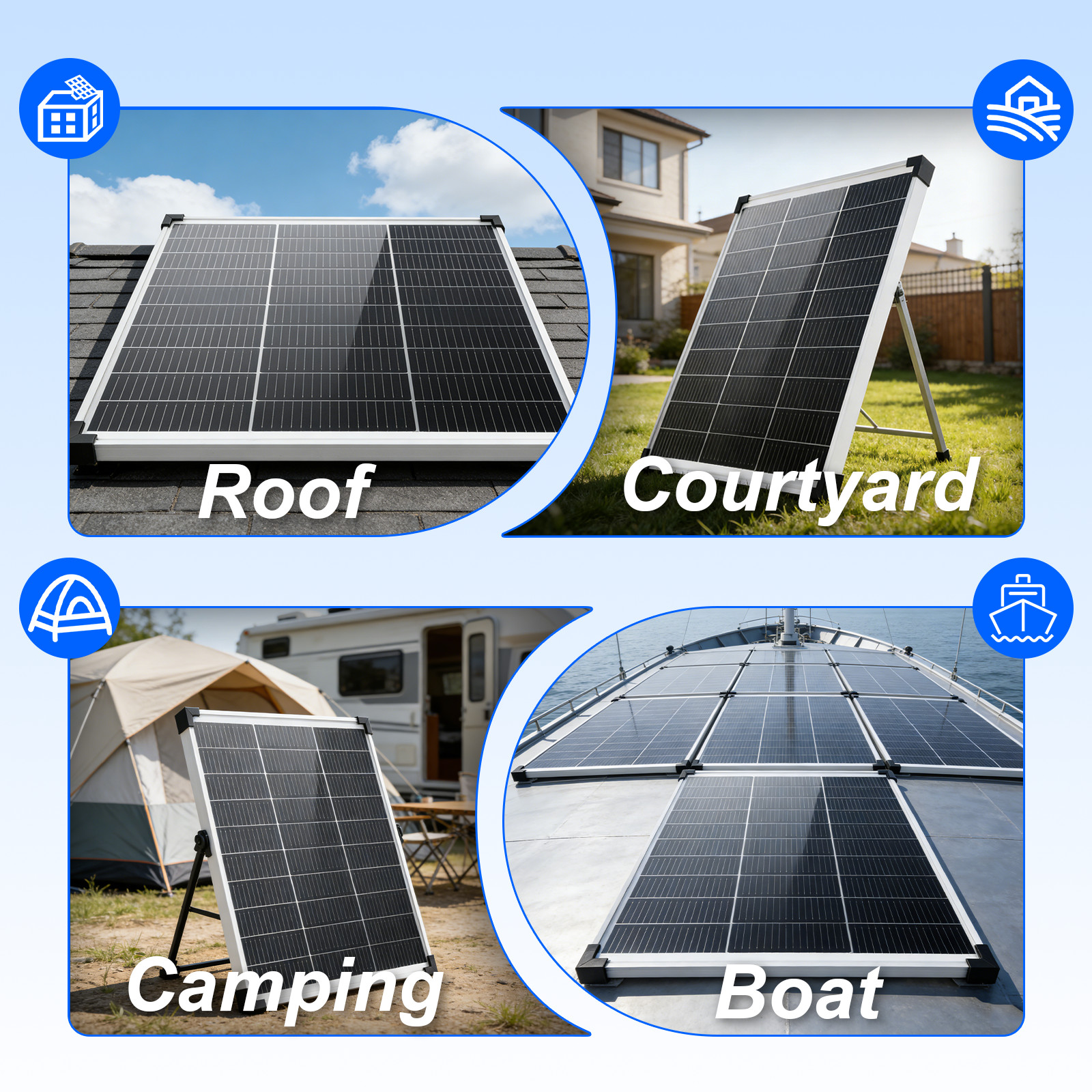 50W Solar Panel Controller Kit 12V Mono Off-Grid Battery Home RV Camping Boat
