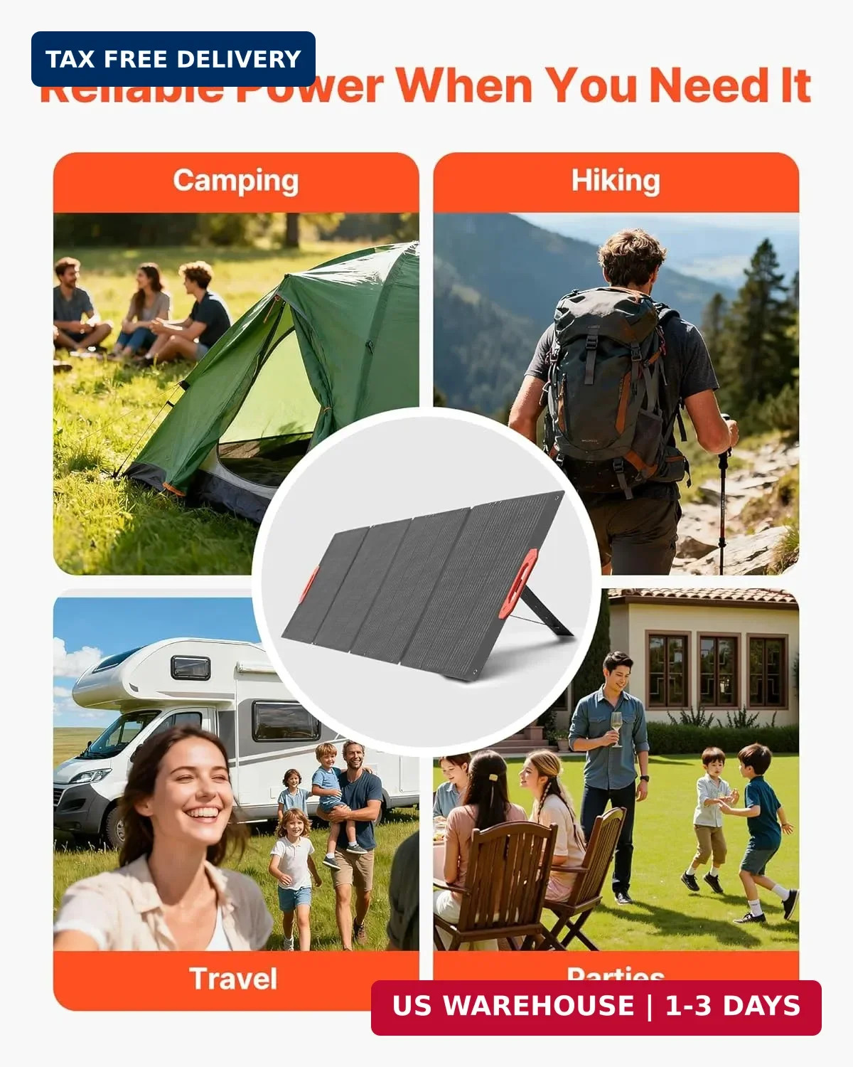 VEVOR 300W Foldable Monocrystalline Solar Panel, 23% High-Efficiency Portable Mo