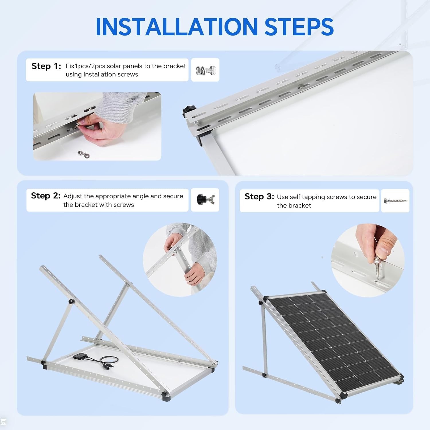 4 Sets 45in Solar Panel RV Tilt Mount Brackets kit Roof Surface Adjustable Frame