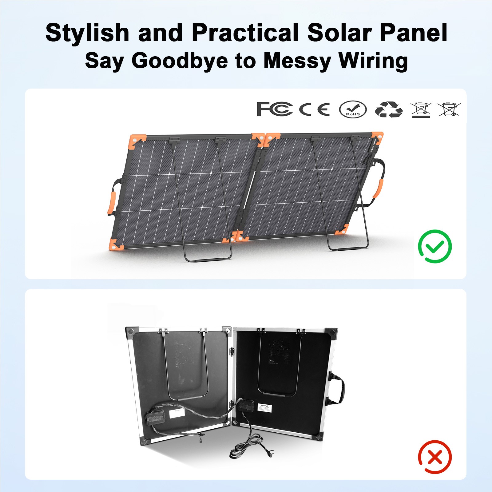 2x 100W Solar Panel Charger Bifacial IP68 for Ecoflow Portable Power Stations