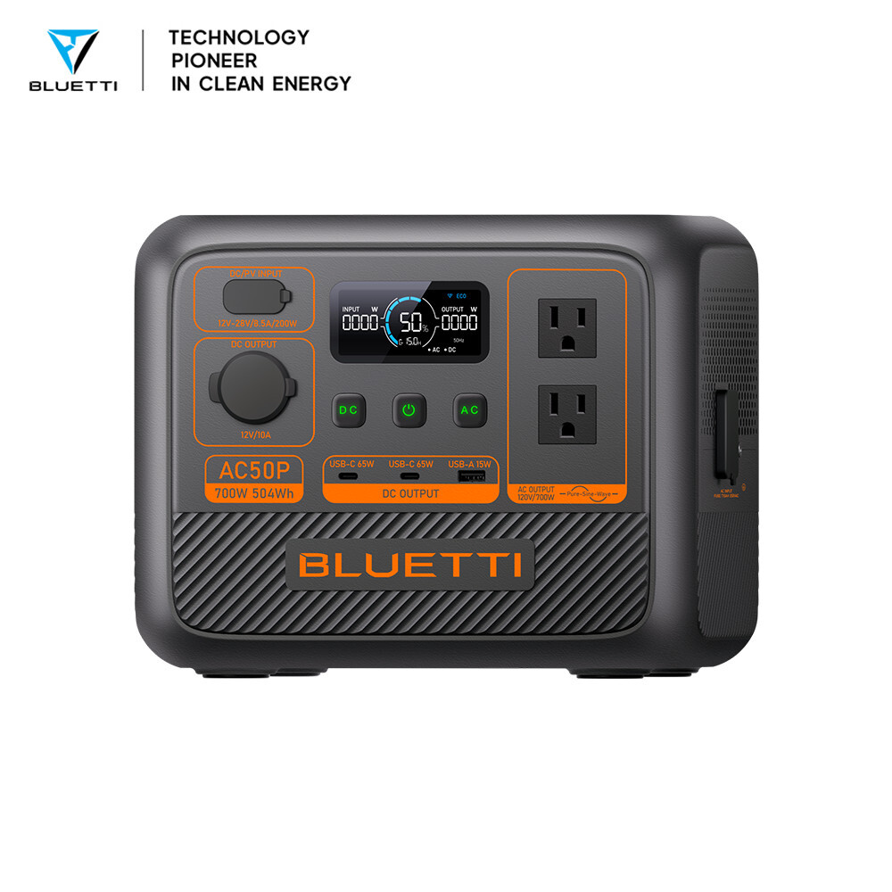 BLUETTI AC50B/AC50P 700W 443Wh/504Wh Portable Power Station for Camping/Fishing