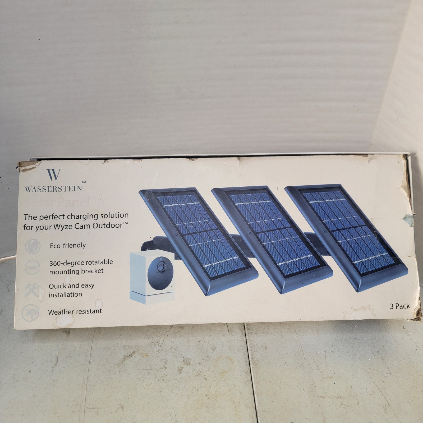 Solar Power Panel for Wyze Cam Outdoor Security Outdoor Camera- White – 3 Pack