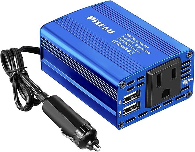 150W Car Power Inverter DC 12V to 110V AC Converter with 3.1A Dual USB Power