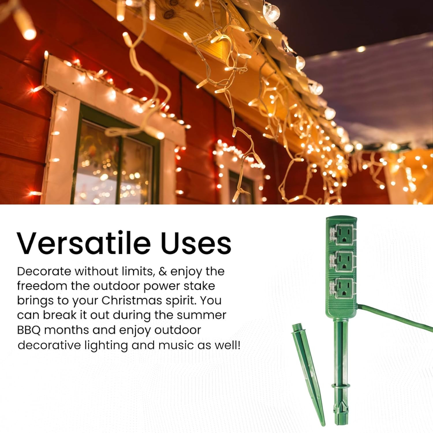 Go Green Power Gogreen Power 18/2 18-Ft 3-Outlet Outdoor Power Stake, Green (GG-