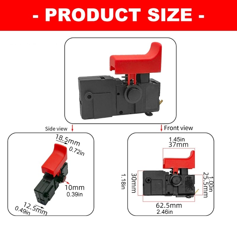 2Pcs Power Tool Control Switcher Part Black Red Repair Component Set