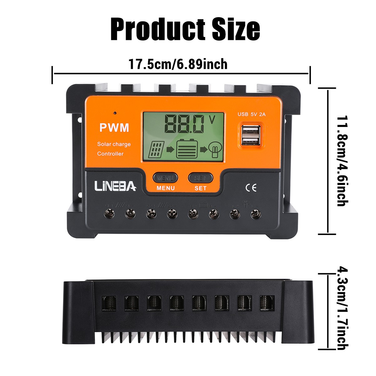 5200W 100A Solar Charge Controller Dual USB 12V 24V 48V PV Battery Regulator USA