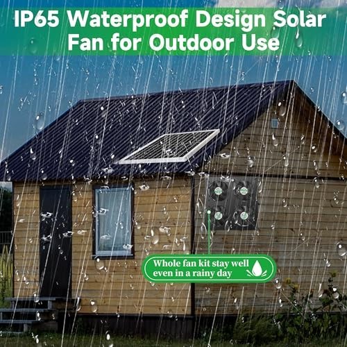 Solar Fan Kit 25W 4 Panel Outdoor Ventilation for Greenhouse Chicken Coop Shed