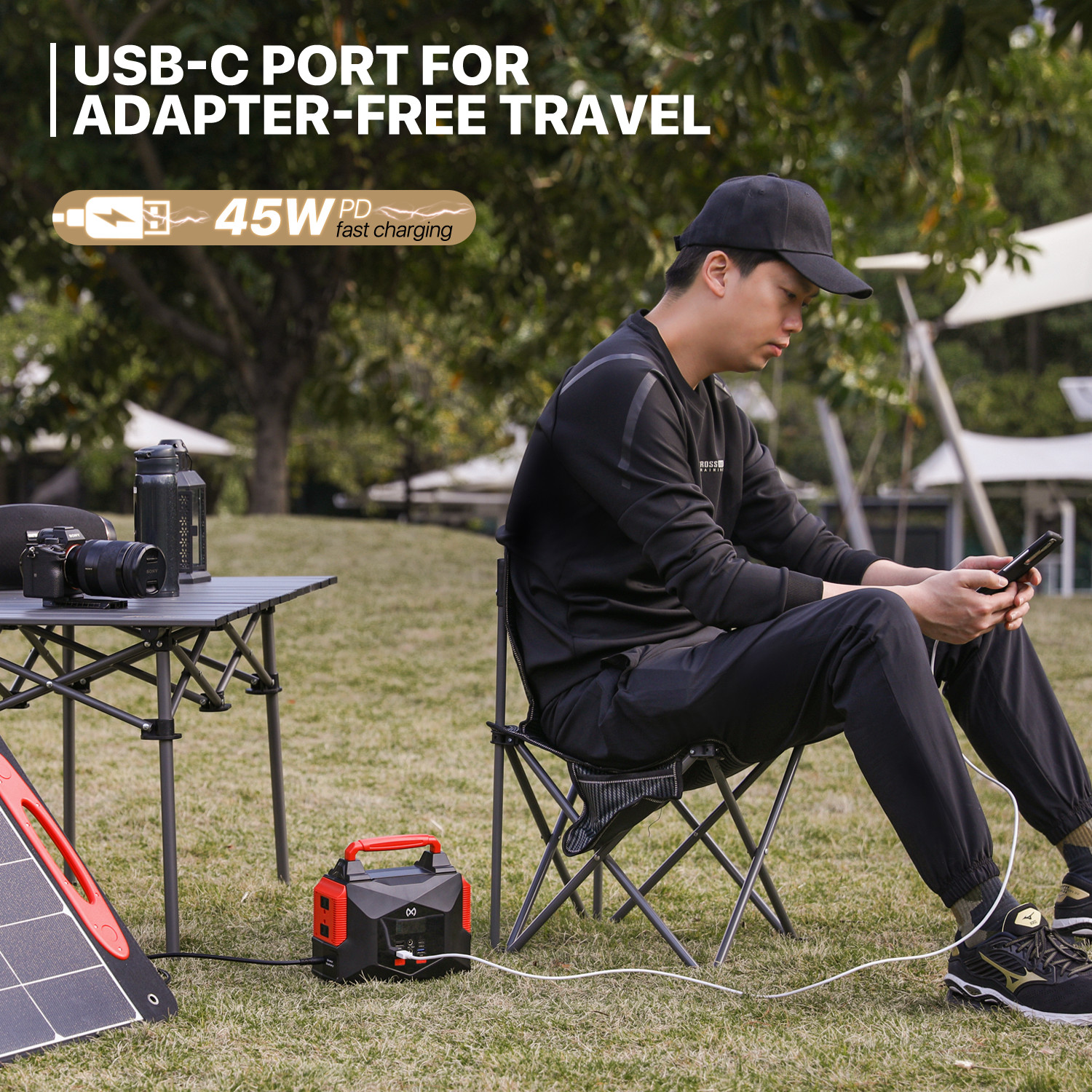 Portable Power Station 250Wh Lithium Battery Camping Solar Generator w/LED Light