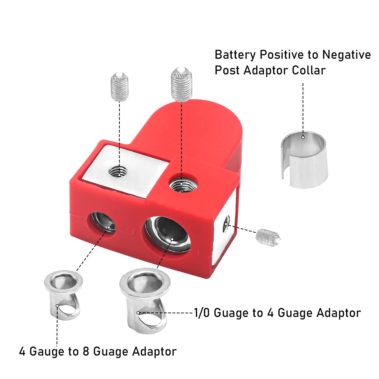 Recoil BTO Solid Brass Positive Negative Battery Terminals with Adaptor Collars,