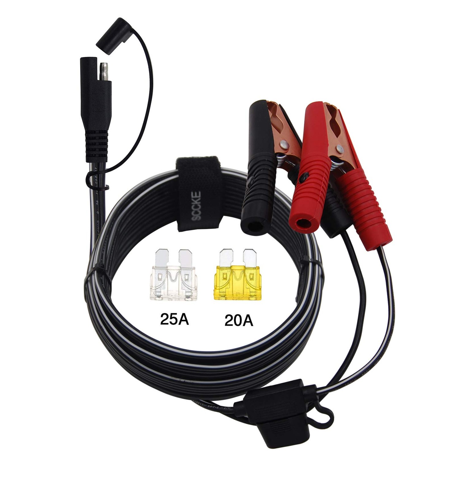 SCCKE 10FT 14AWG Battery Alligator Crocodile Clip to SAE Connector Extension …