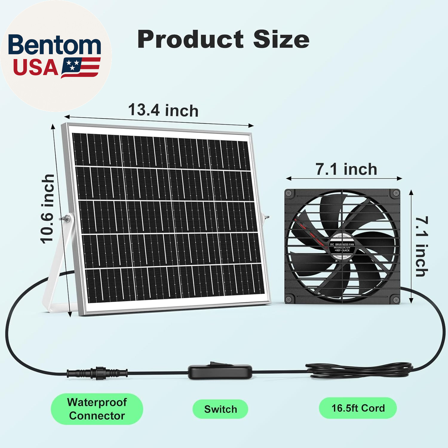 7.1″ Solar Greenhouse Fan 2 Pack, 25W X 2 Large Solar Powered Intake and Exhaust