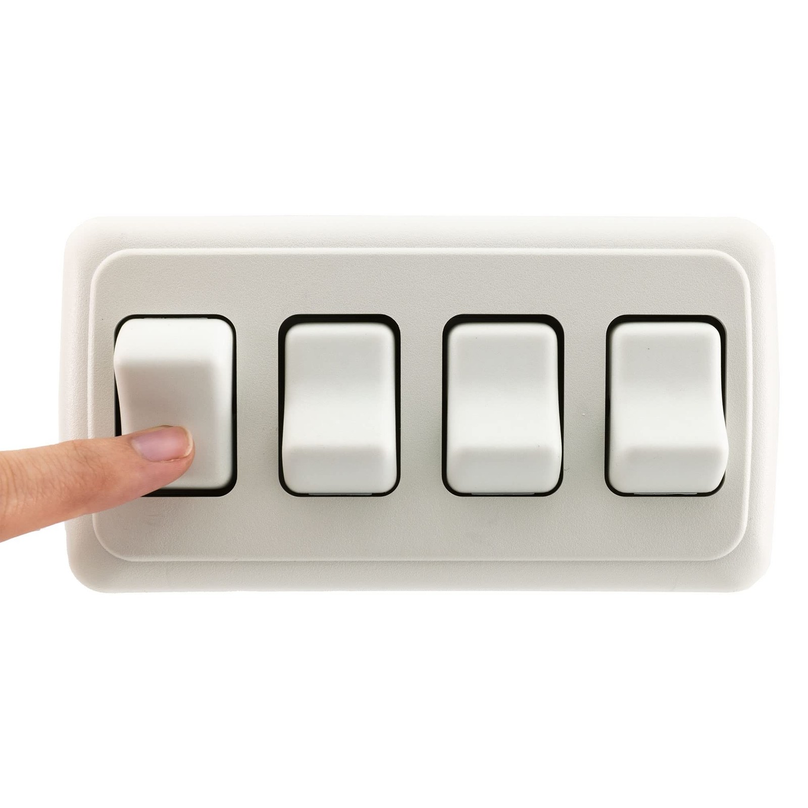 Quad SPST On-Off Switch with Bezel, 12-Volt, for RV, Trailer, Camper (White)
