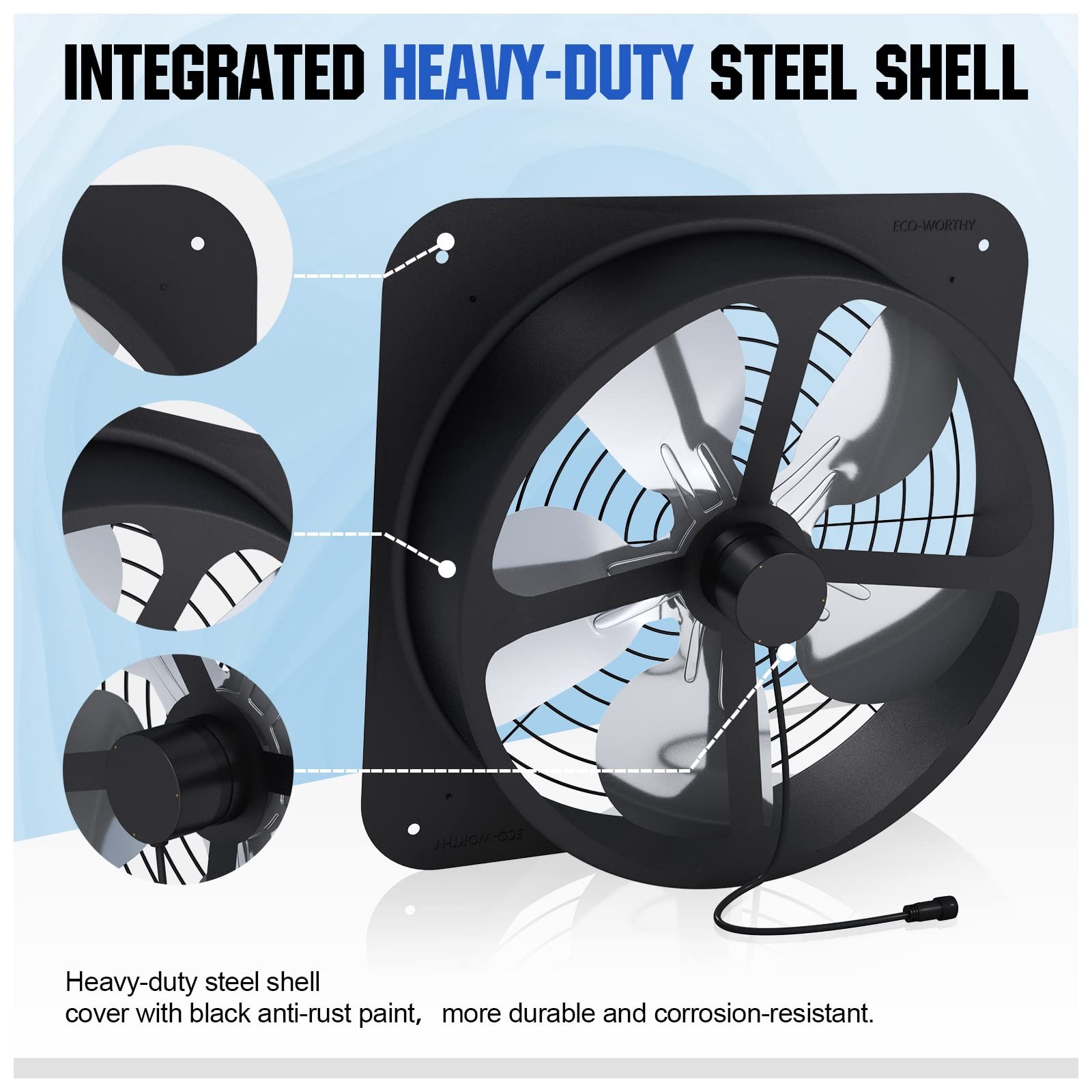 50W Solar Attic Fan Kit with 14″ DC Fan for Roof Vent, Coop, Greenhouse