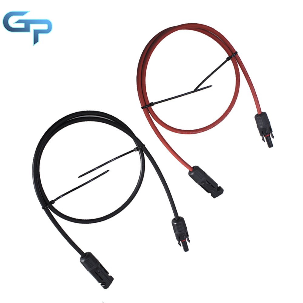 3 Feet Black + Red 1 Pair Solar Panel Extension Cable Wire Connector 10 AWG