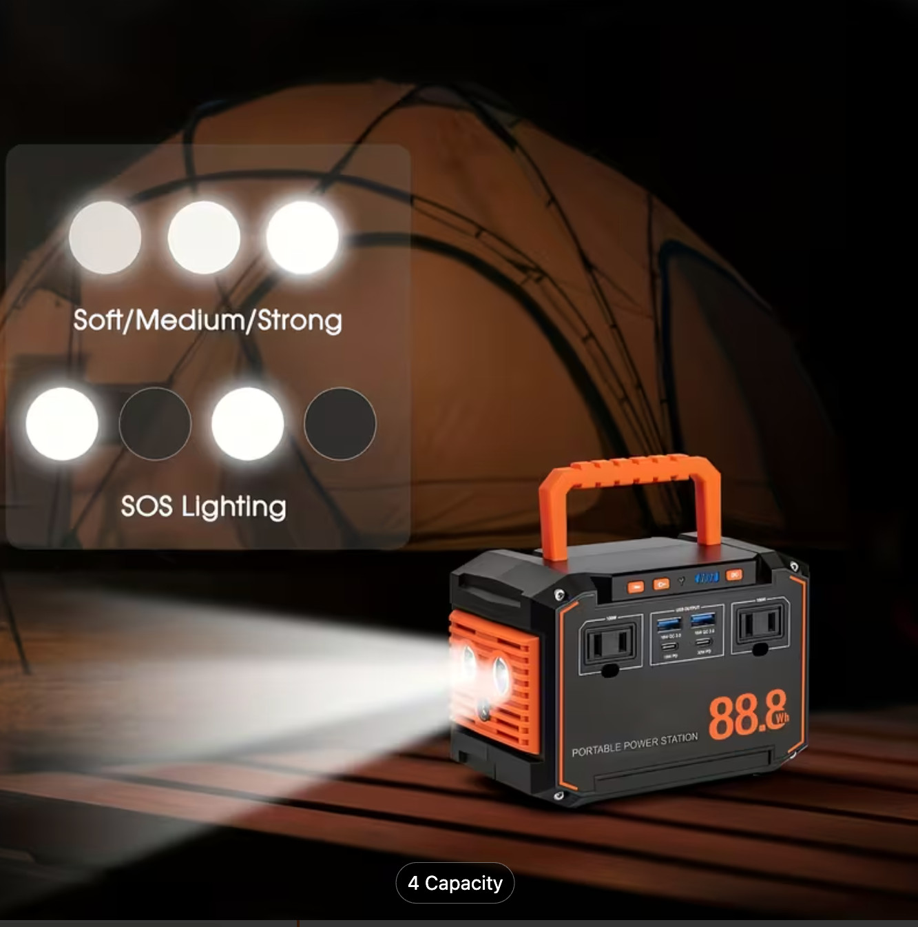 88.8WH Solar Generator Portable Power Station with 30W Solar Panels, 24000mAh