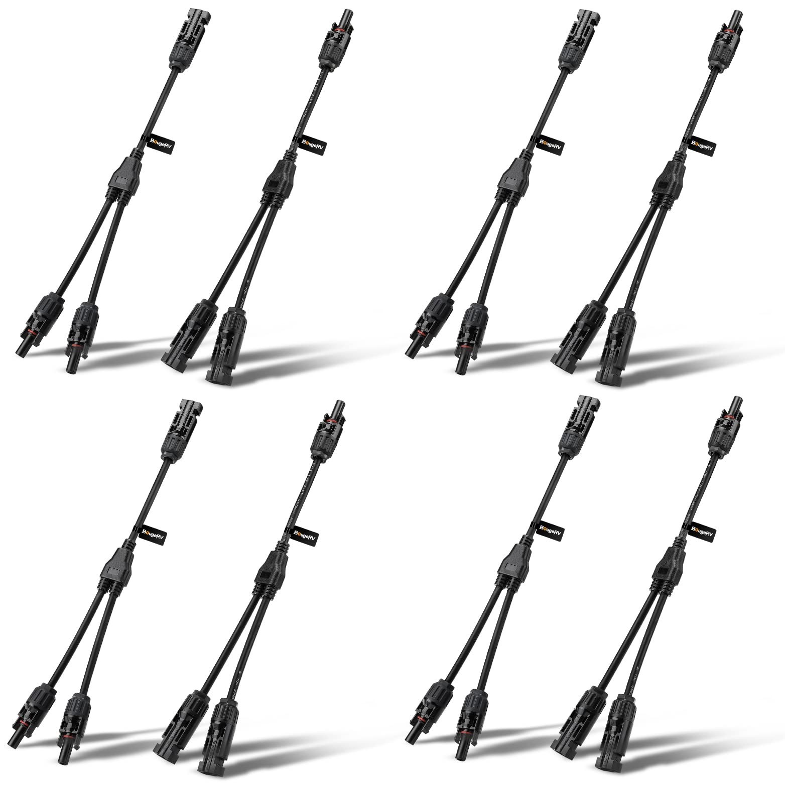 4 Pairs Solar Y Branch Connectors Parallel Adapter Cable 1 to 2 Wire Plug Kit