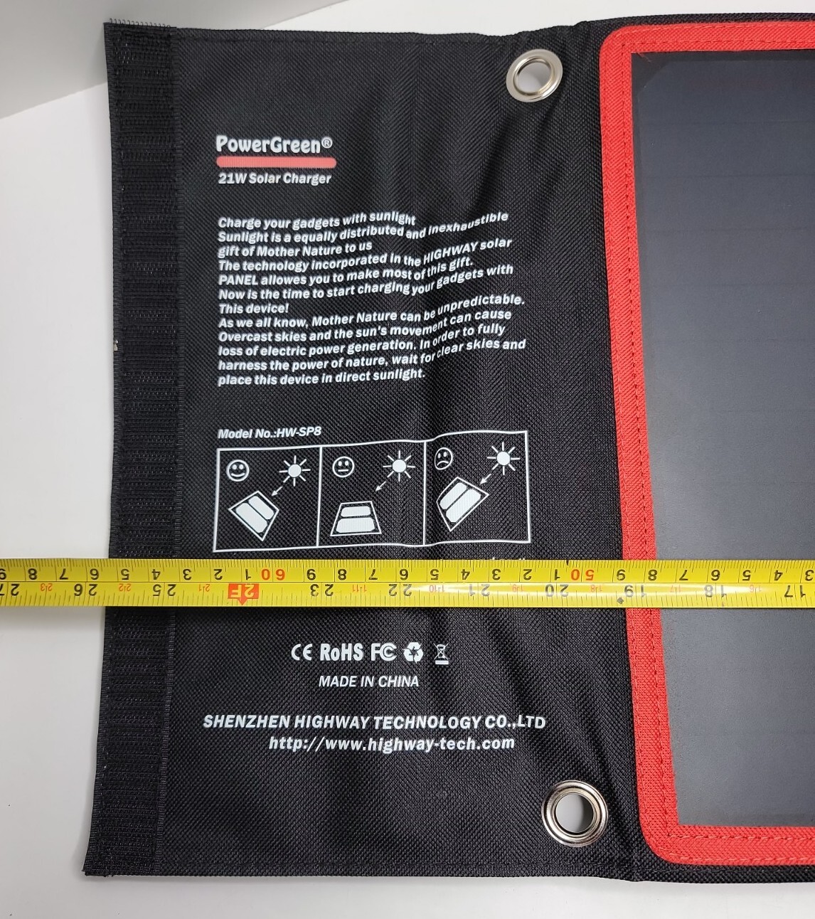 Highway Solar Panel 21W Solar Charger with 2 USB Portable & Foldable + Cable.