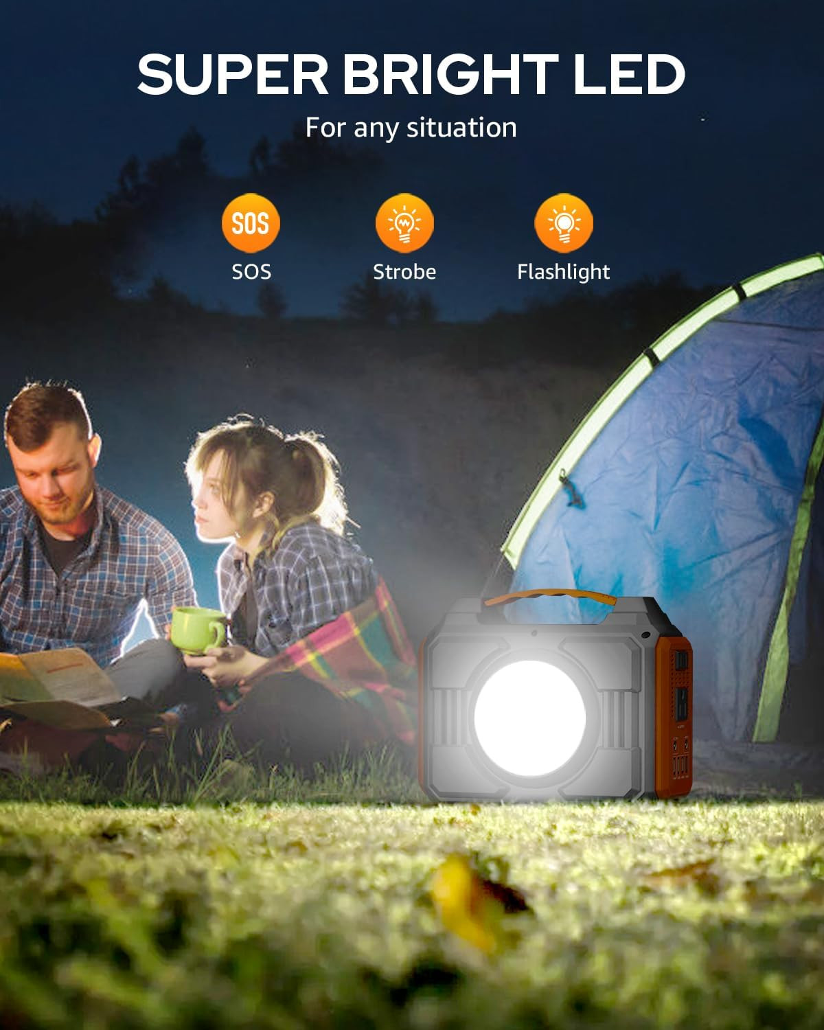 Portable Power Station 300W, Outdoor Solar Generator Backup Battery Pack 220Wh/6