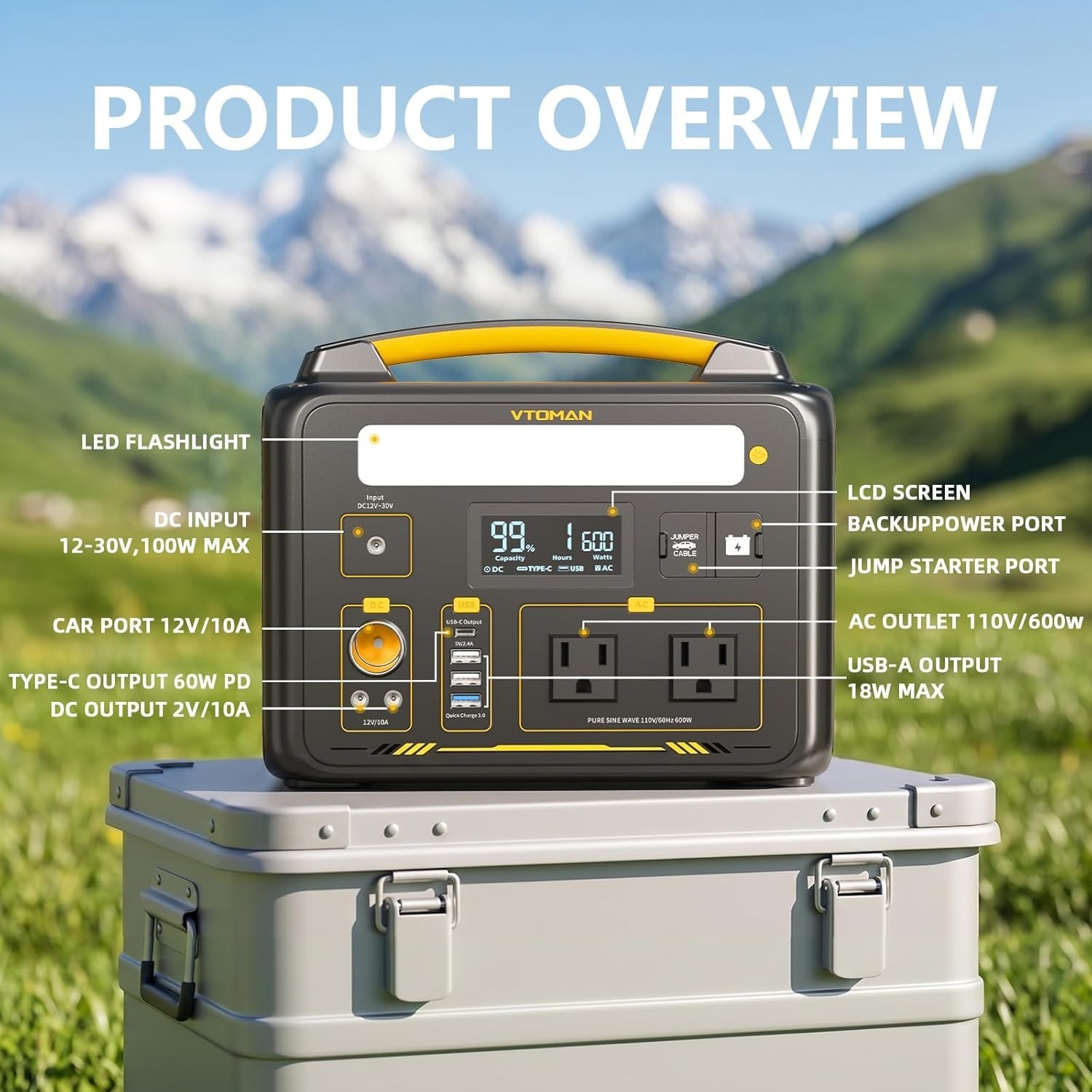 600W Solar Generator LiFePO4 Battery Power Station