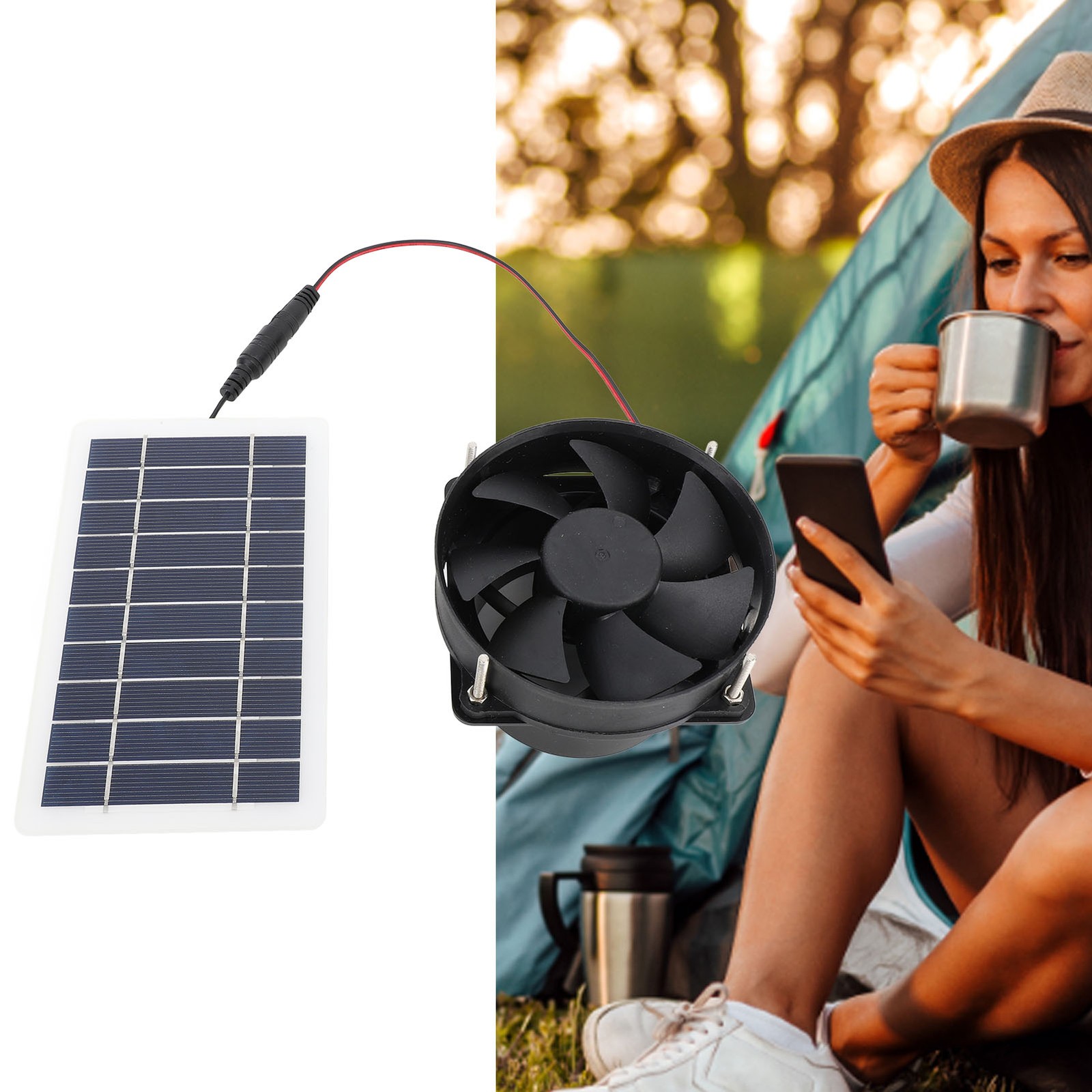 10W Solar Panel Powered Fan Kit Portable Silent Exhaust Fan For Outdoors For