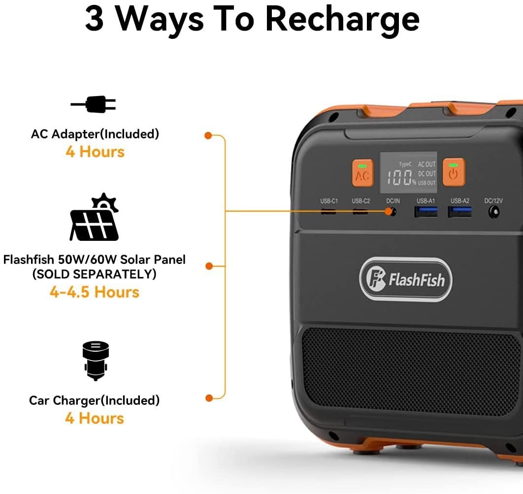 Flashfish 120W Solar Power Station for Camping & RV Trips