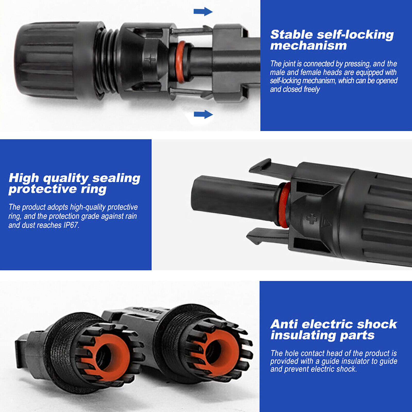 5 Pairs MC4 Male Female Solar Panel Wire Cable Connectors Waterproof Set For DIY