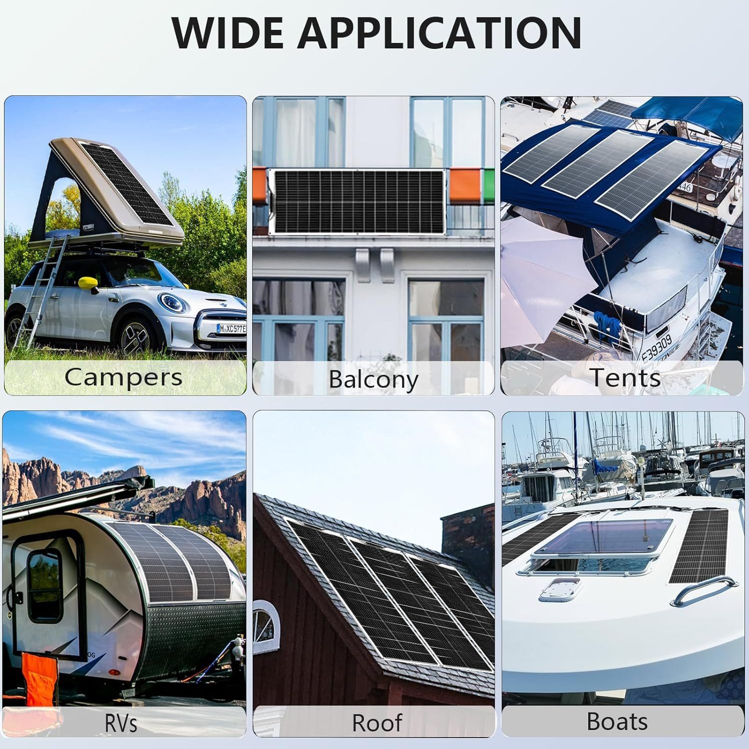 Solar Panel 200W 12V Flexible System Kit,2X100W Monocrystalline Fiberglass Modul