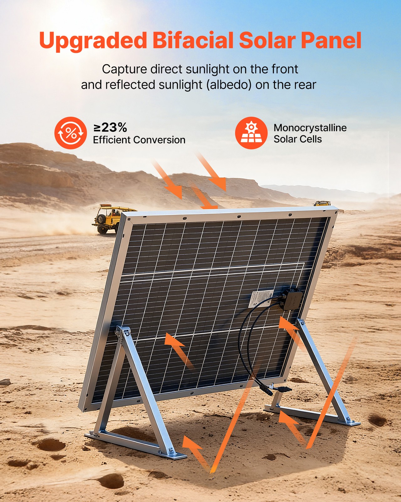 VEVOR 2PCS 100W Bifacial Solar Panels 23% Efficiency Monocrystalline PV Module