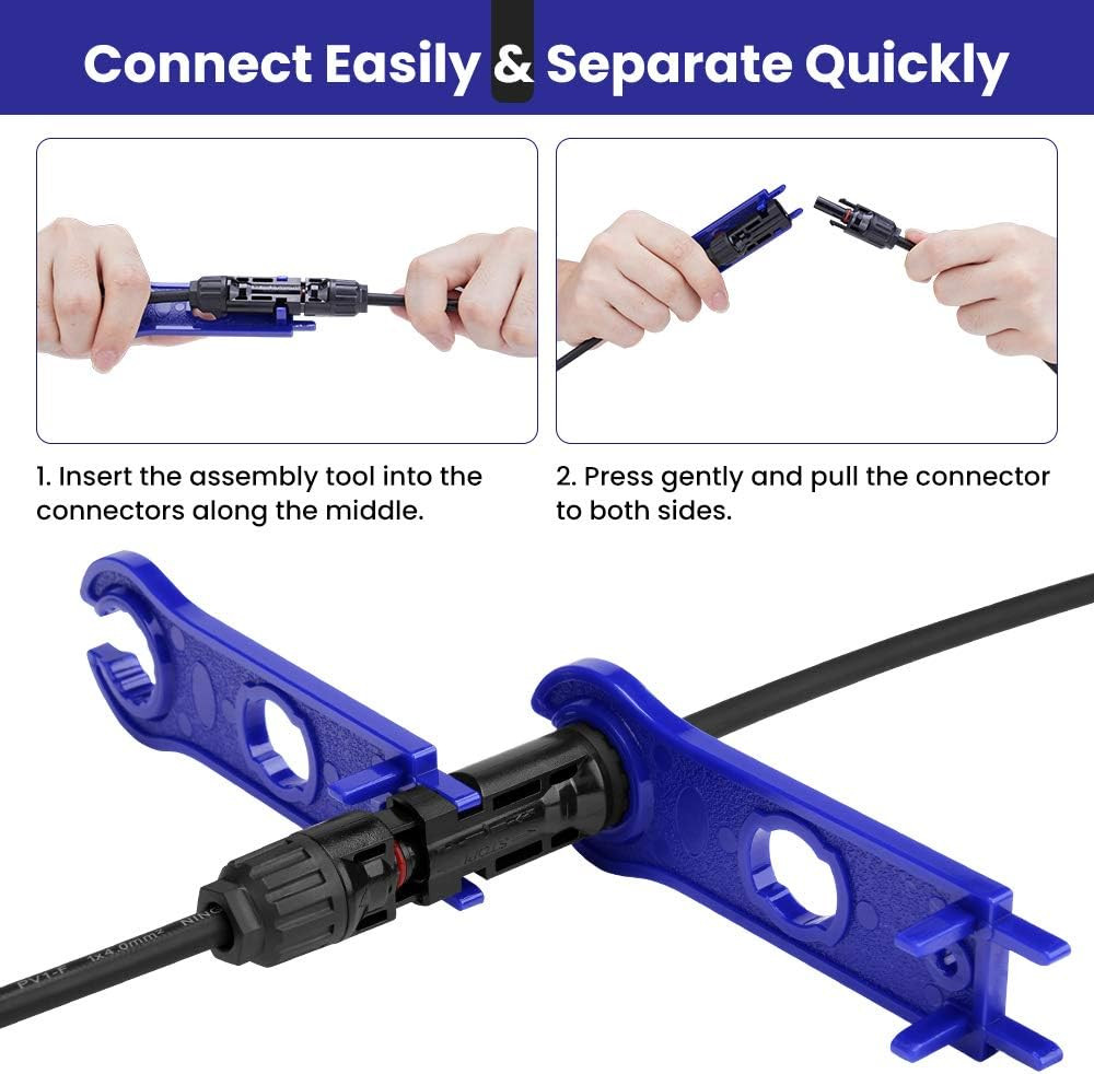Bougerv 1 Pair Solar Connector Tool Assembly Spanners Wrenches, Solar Panel Conn